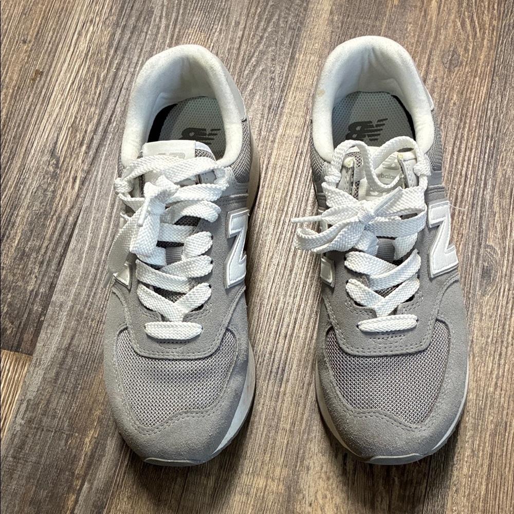 New Balance 574 Gray and White Athletic Shoes